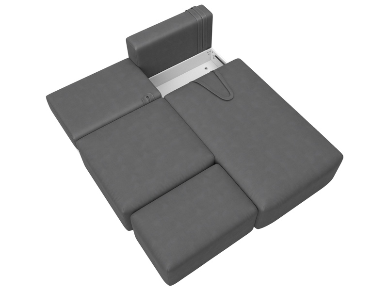 Диван угловой модульный с пуфом Лига-060 НПБ угол универсальный, Замша, JOLY 13 серый