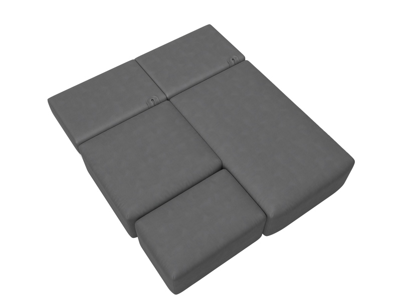 Диван угловой модульный с пуфом Лига-060 НПБ угол универсальный, Замша, JOLY 13 серый