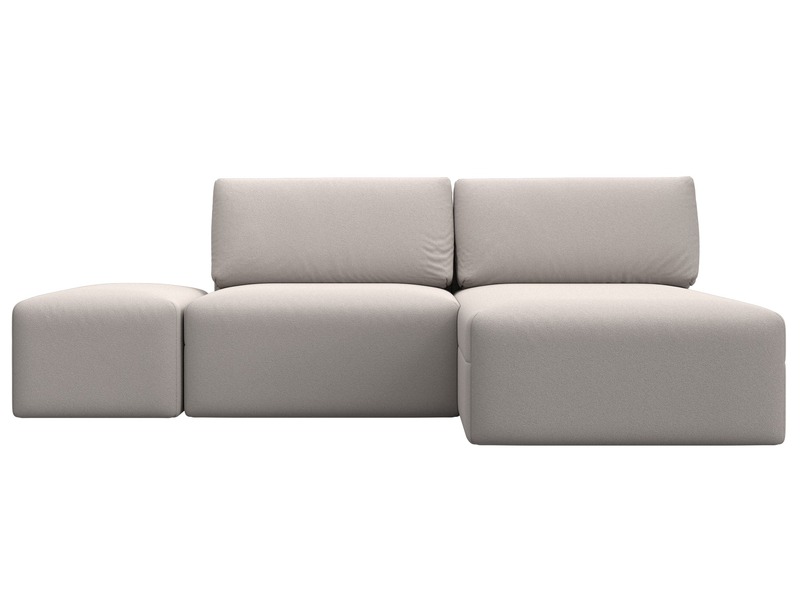 Диван угловой модульный с пуфом Лига-060 НПБ угол универсальный, Замша, JOLY 05 бежевый