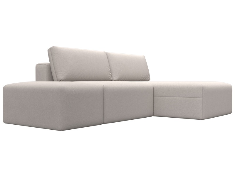 Диван угловой модульный с пуфом Лига-060 НПБ угол универсальный, Замша, JOLY 05 бежевый