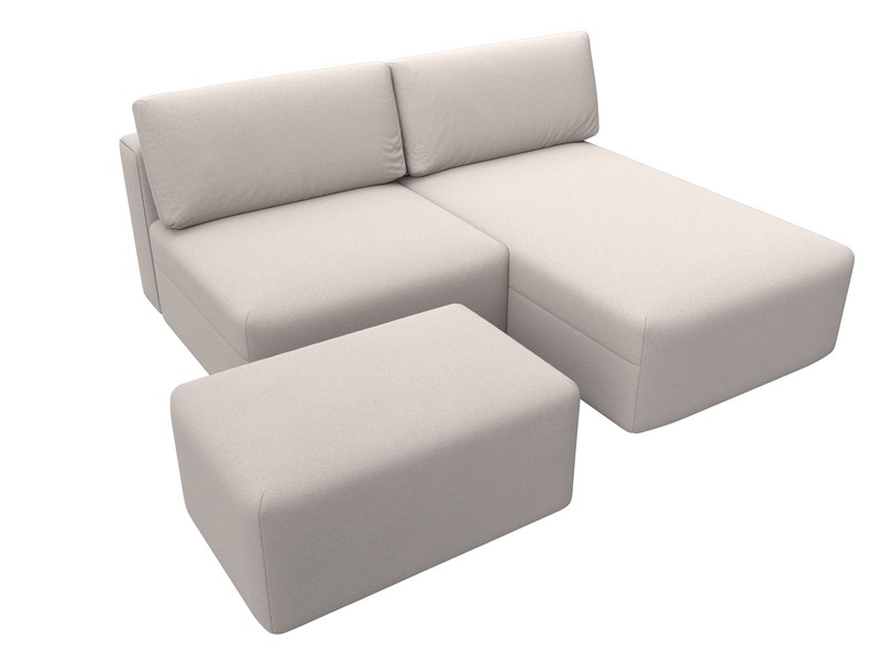 Диван угловой модульный с пуфом Лига-060 НПБ угол универсальный, Замша, JOLY 05 бежевый