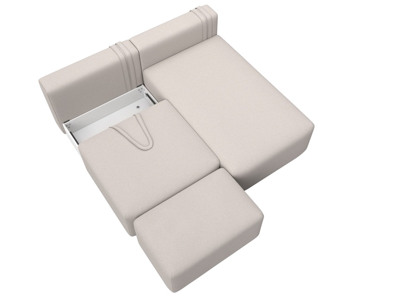 Диван угловой модульный с пуфом Лига-060 НПБ угол универсальный, Замша, JOLY 05 бежевый