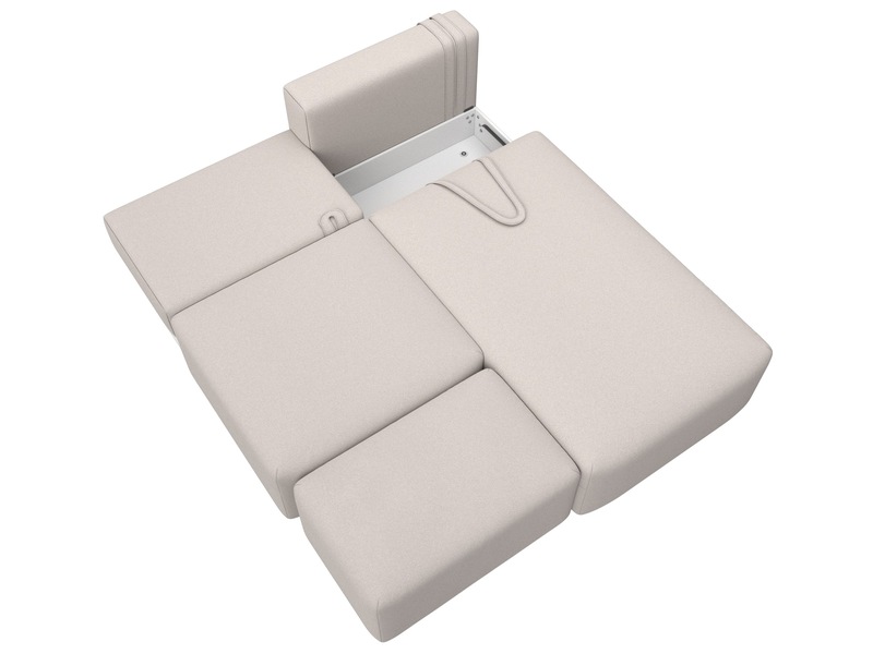 Диван угловой модульный с пуфом Лига-060 НПБ угол универсальный, Замша, JOLY 05 бежевый