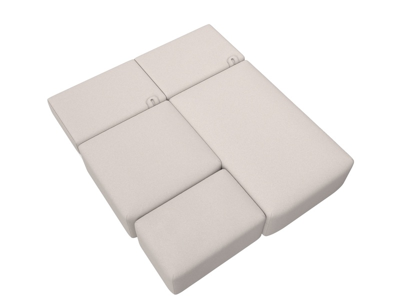 Диван угловой модульный с пуфом Лига-060 НПБ угол универсальный, Замша, JOLY 05 бежевый