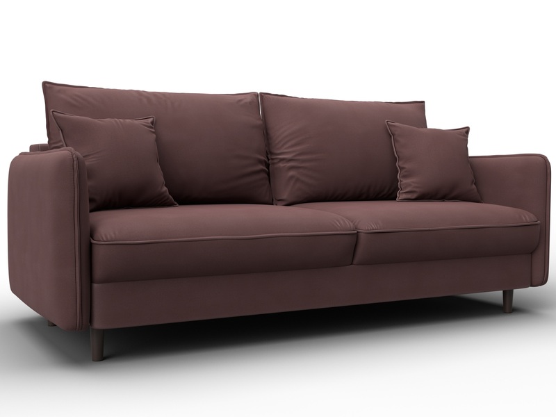Диван прямой Лига-064 НПБ, Замша, JOLY 09 бордовый