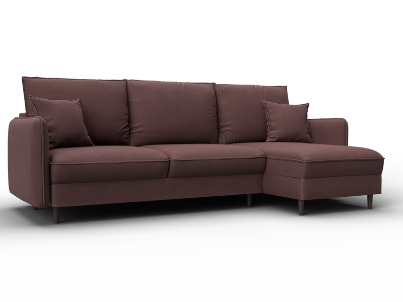 Диван угловой Лига-064 НПБ угол универсальный, Замша, JOLY 09 бордовый
