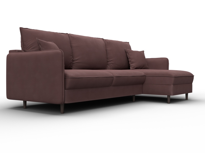 Диван угловой Лига-064 НПБ угол универсальный, Замша, JOLY 09 бордовый