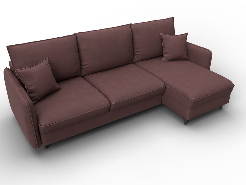 Диван угловой Лига-064 НПБ угол универсальный, Замша, JOLY 09 бордовый
