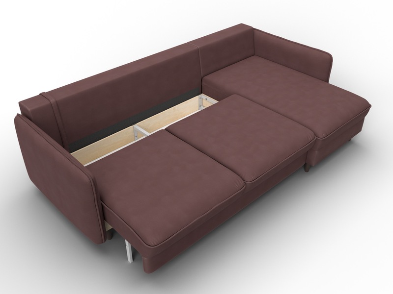 Диван угловой Лига-064 НПБ угол универсальный, Замша, JOLY 09 бордовый