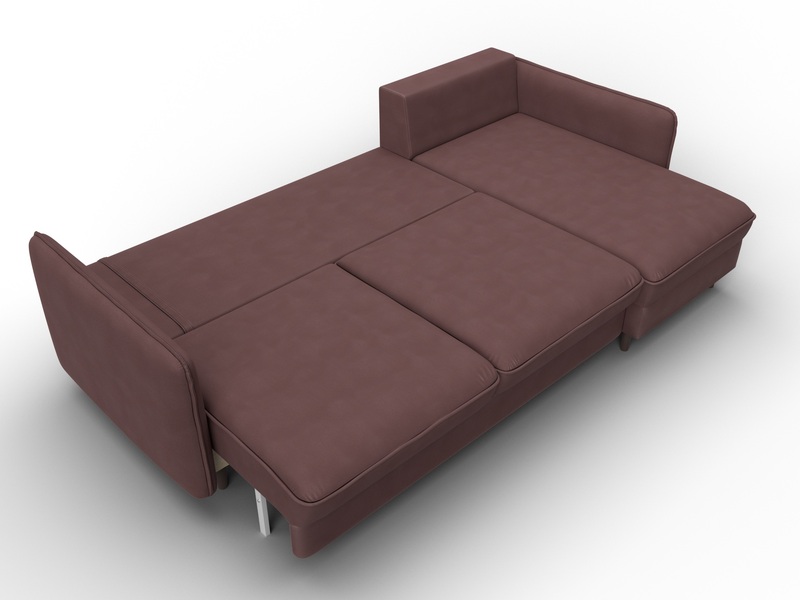 Диван угловой Лига-064 НПБ угол универсальный, Замша, JOLY 09 бордовый