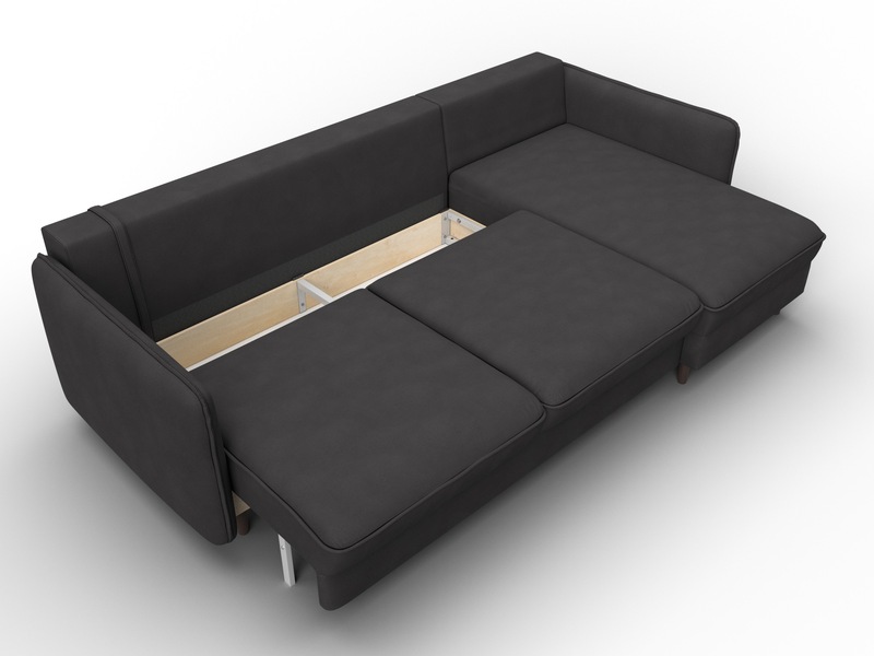 Диван угловой Лига-064 НПБ угол универсальный, Замша, JOLY 08 коричневый