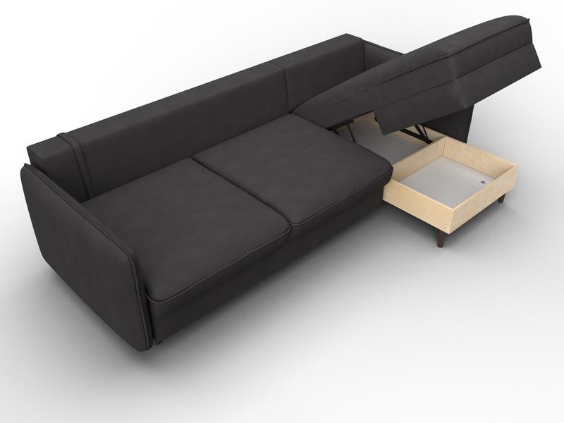 Диван угловой Лига-064 НПБ угол универсальный, Замша, JOLY 08 коричневый