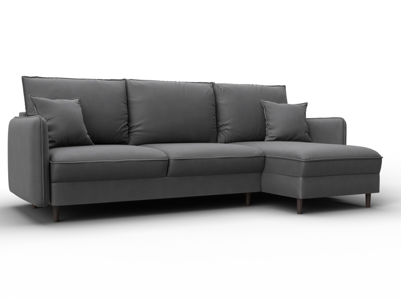 Диван угловой Лига-064 НПБ угол универсальный, Замша, JOLY 13 серый