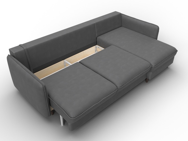 Диван угловой Лига-064 НПБ угол универсальный, Замша, JOLY 13 серый