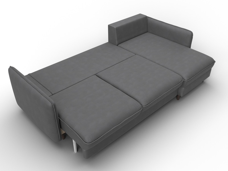 Диван угловой Лига-064 НПБ угол универсальный, Замша, JOLY 13 серый