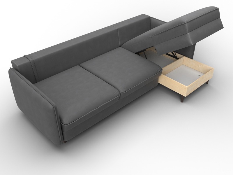 Диван угловой Лига-064 НПБ угол универсальный, Замша, JOLY 13 серый