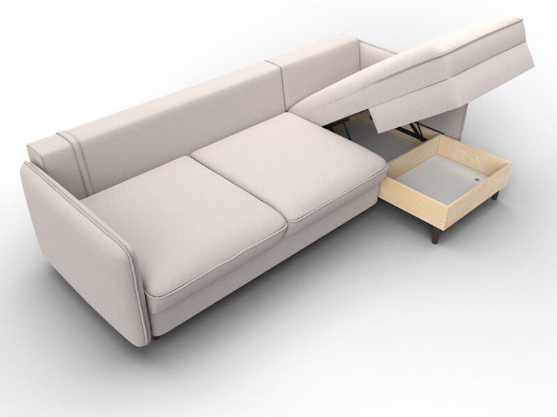 Диван угловой Лига-064 НПБ угол универсальный, Замша, JOLY 05 бежевый