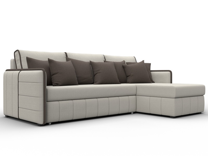 Диван угловой Лига-078 угол универсальный, Рогожка, Амур 02 бежевый;Амур 05 коричневый