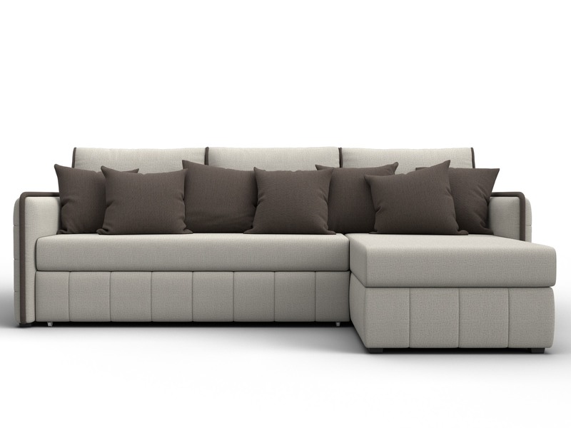 Диван угловой Лига-078 угол универсальный, Рогожка, Амур 02 бежевый;Амур 05 коричневый