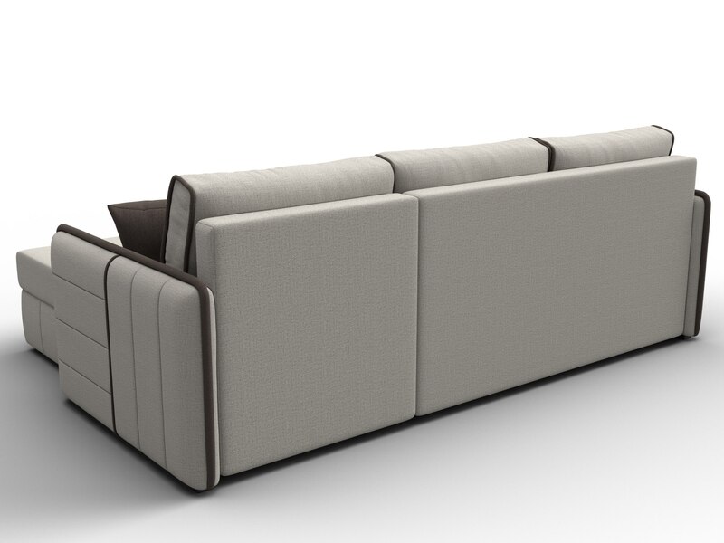 Диван угловой Лига-078 угол универсальный, Рогожка, Амур 02 бежевый;Амур 05 коричневый