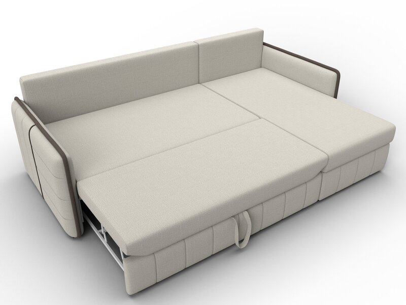 Диван угловой Лига-078 угол универсальный, Рогожка, Амур 02 бежевый;Амур 05 коричневый