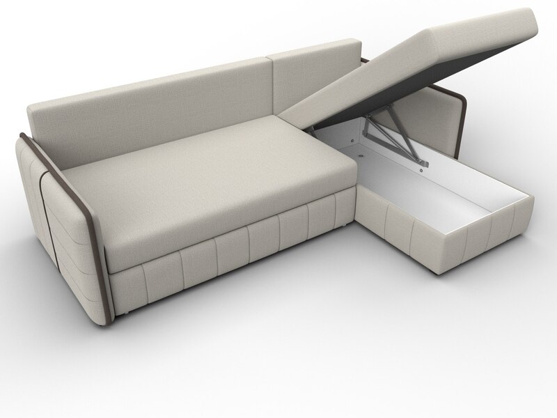 Диван угловой Лига-078 угол универсальный, Рогожка, Амур 02 бежевый;Амур 05 коричневый