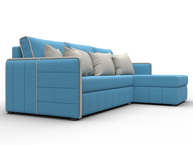 Диван угловой Лига-078 угол универсальный, Рогожка, Амур 10 голубой;Амур 02 бежевый