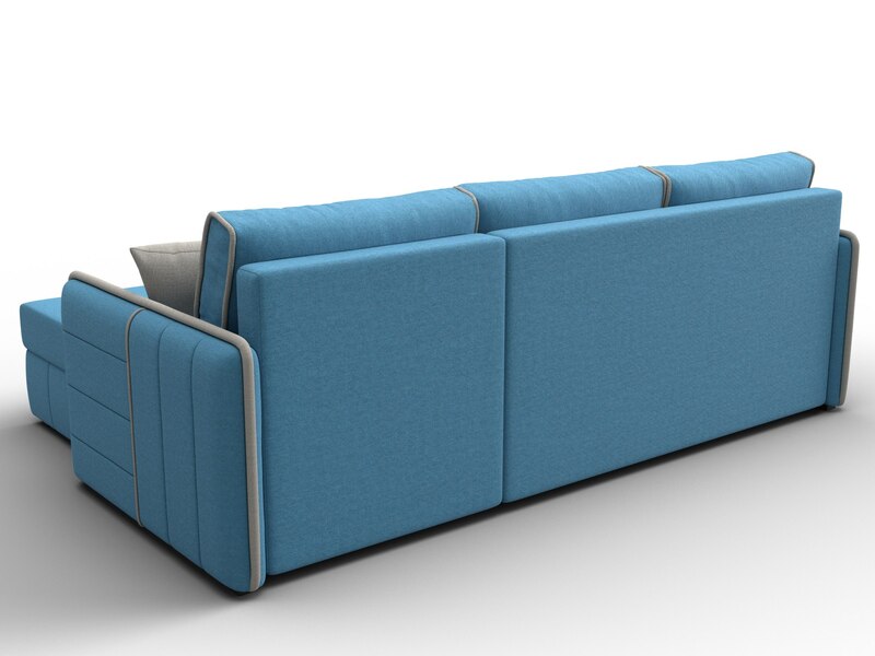 Диван угловой Лига-078 угол универсальный, Рогожка, Амур 10 голубой;Амур 02 бежевый