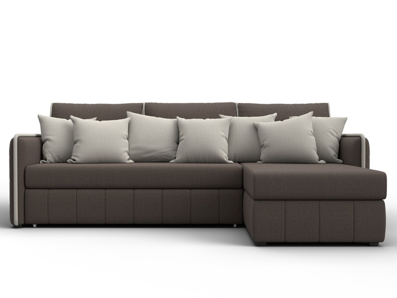 Диван угловой Лига-078 угол универсальный, Рогожка, Амур 05 коричневый;Амур 02 бежевый