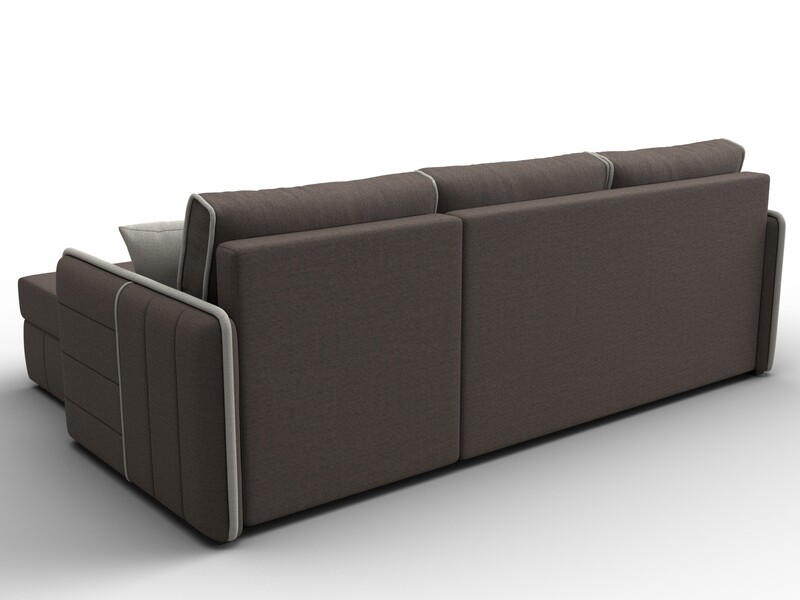 Диван угловой Лига-078 угол универсальный, Рогожка, Амур 05 коричневый;Амур 02 бежевый