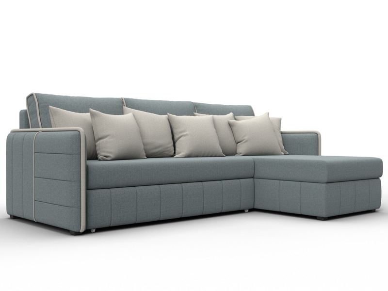 Диван угловой Лига-078 угол универсальный, Рогожка, Амур 07 серый;Амур 02 бежевый