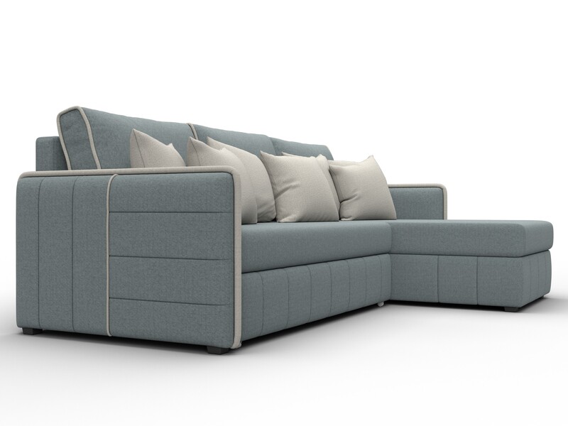 Диван угловой Лига-078 угол универсальный, Рогожка, Амур 07 серый;Амур 02 бежевый