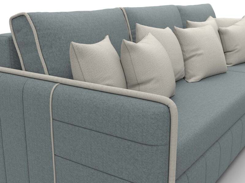 Диван угловой Лига-078 угол универсальный, Рогожка, Амур 07 серый;Амур 02 бежевый