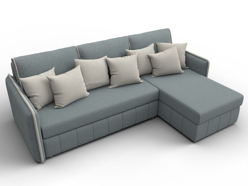 Диван угловой Лига-078 угол универсальный, Рогожка, Амур 07 серый;Амур 02 бежевый