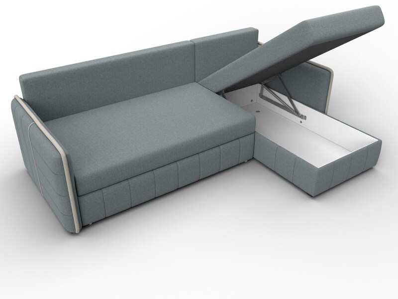 Диван угловой Лига-078 угол универсальный, Рогожка, Амур 07 серый;Амур 02 бежевый