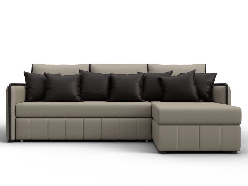 Диван угловой Лига-078 угол универсальный, Экокожа, GRIFON 04 бежевый;GRIFON 12 коричневый