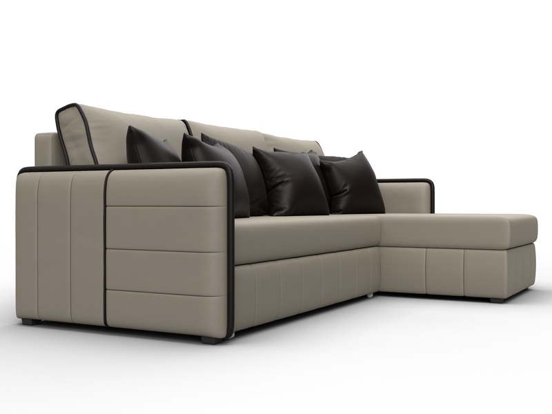 Диван угловой Лига-078 угол универсальный, Экокожа, GRIFON 04 бежевый;GRIFON 12 коричневый