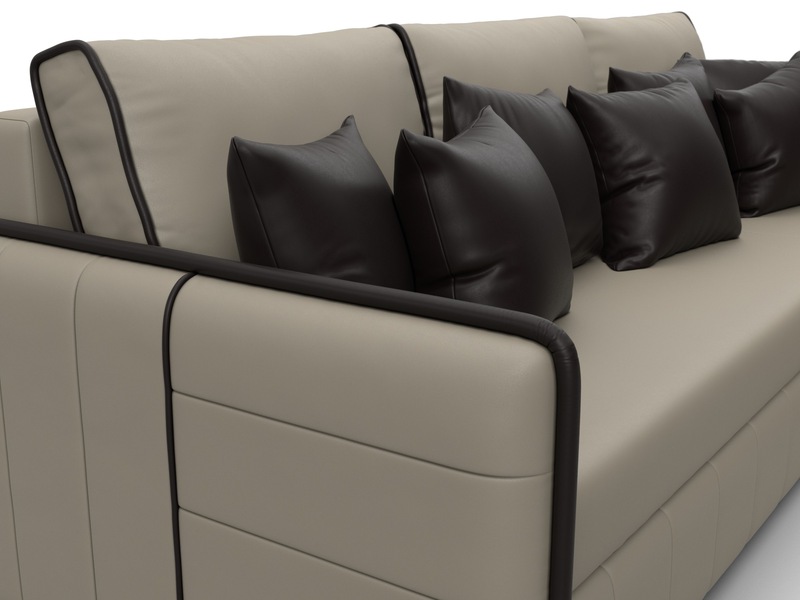 Диван угловой Лига-078 угол универсальный, Экокожа, GRIFON 04 бежевый;GRIFON 12 коричневый