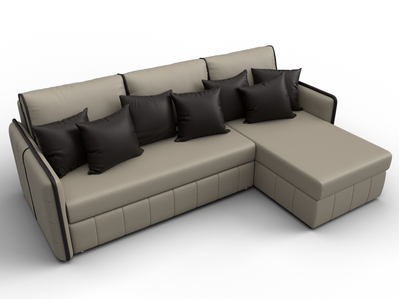 Диван угловой Лига-078 угол универсальный, Экокожа, GRIFON 04 бежевый;GRIFON 12 коричневый