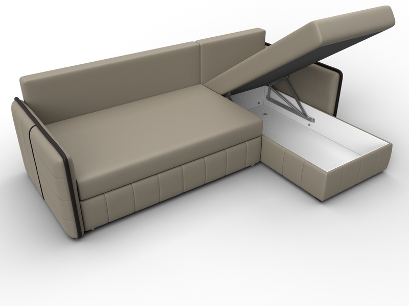 Диван угловой Лига-078 угол универсальный, Экокожа, GRIFON 04 бежевый;GRIFON 12 коричневый