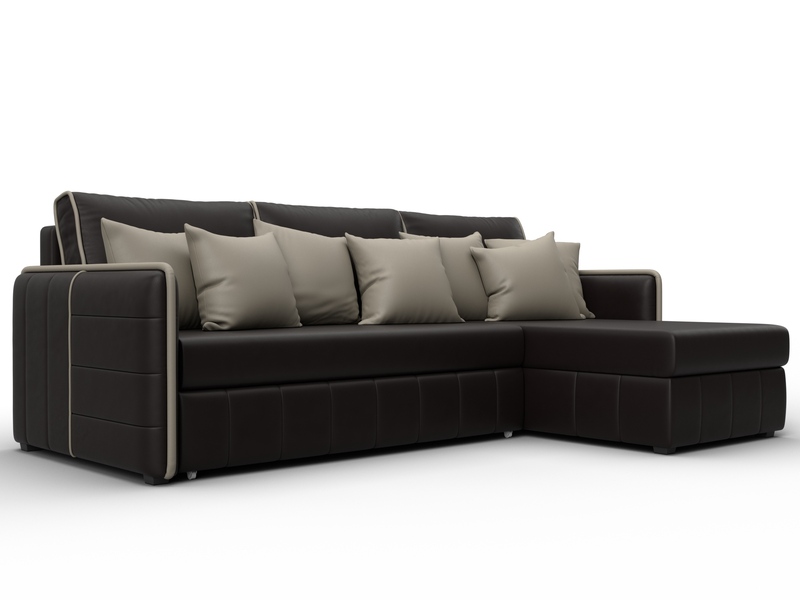 Диван угловой Лига-078 угол универсальный, Экокожа, GRIFON 12 коричневый;GRIFON 04 бежевый