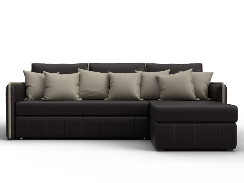 Диван угловой Лига-078 угол универсальный, Экокожа, GRIFON 12 коричневый;GRIFON 04 бежевый