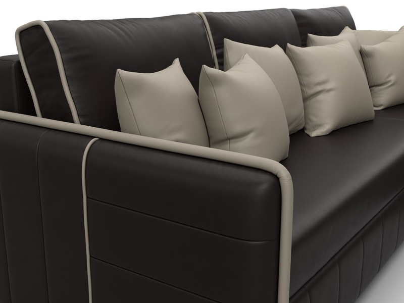 Диван угловой Лига-078 угол универсальный, Экокожа, GRIFON 12 коричневый;GRIFON 04 бежевый