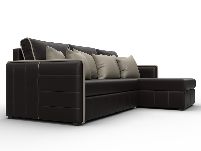 Диван угловой Лига-078 угол универсальный, Экокожа, GRIFON 12 коричневый;GRIFON 04 бежевый