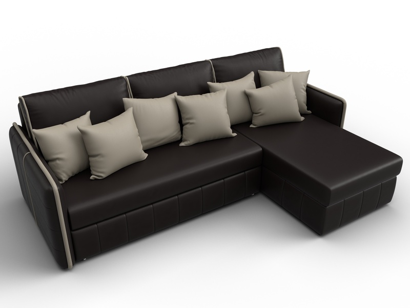 Диван угловой Лига-078 угол универсальный, Экокожа, GRIFON 12 коричневый;GRIFON 04 бежевый