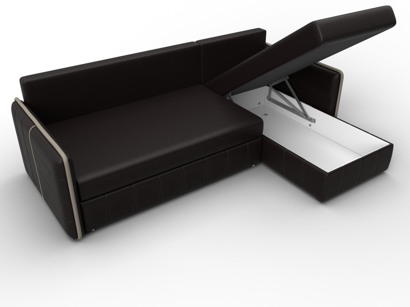 Диван угловой Лига-078 угол универсальный, Экокожа, GRIFON 12 коричневый;GRIFON 04 бежевый