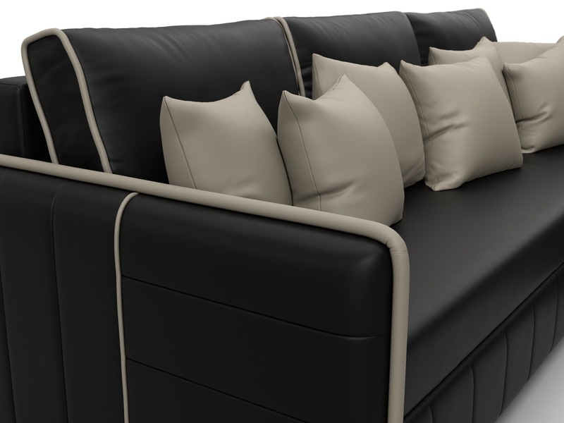 Диван угловой Лига-078 угол универсальный, Экокожа, GRIFON 18 черный;GRIFON 04 бежевый