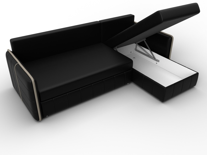 Диван угловой Лига-078 угол универсальный, Экокожа, GRIFON 18 черный;GRIFON 04 бежевый