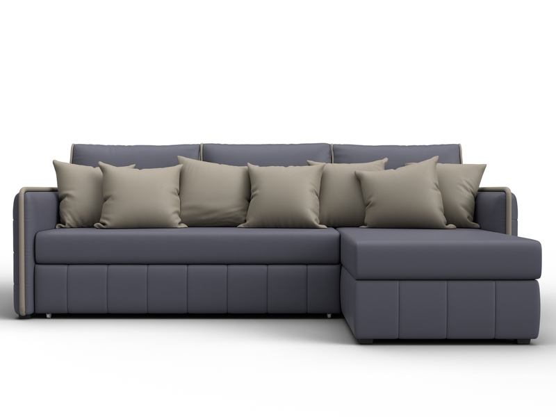 Диван угловой Лига-078 угол универсальный, Экокожа, GRIFON 15 серый;GRIFON 04 бежевый