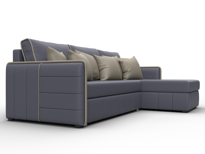 Диван угловой Лига-078 угол универсальный, Экокожа, GRIFON 15 серый;GRIFON 04 бежевый